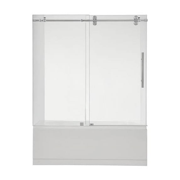 Vinnova 312260-SS-BN 60 x 58 in. Villena Single Sliding Frameless Tub Door, Brushed Nickel