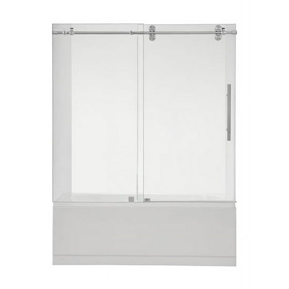 Vinnova  60 x 58 in. Villena Single Sliding Frameless Tub Door, Brushed Nickel
