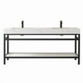 thumbnail image 1 of Vinnova  72 in. Funes Double Sink Bathroom Vanity, Matt Black Metal Support with White Sintered Stone Top, 1 of 1