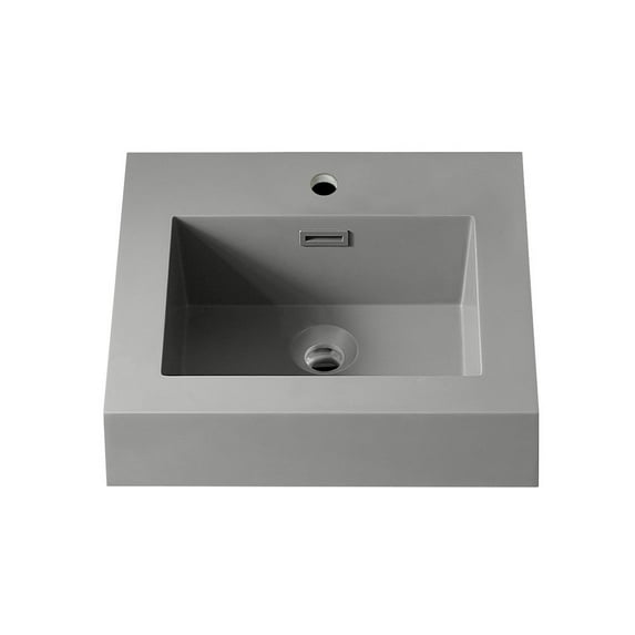 Vinnova Design Square Grey Finish Composite Granite Stone Console Bathroom Vanity Sink