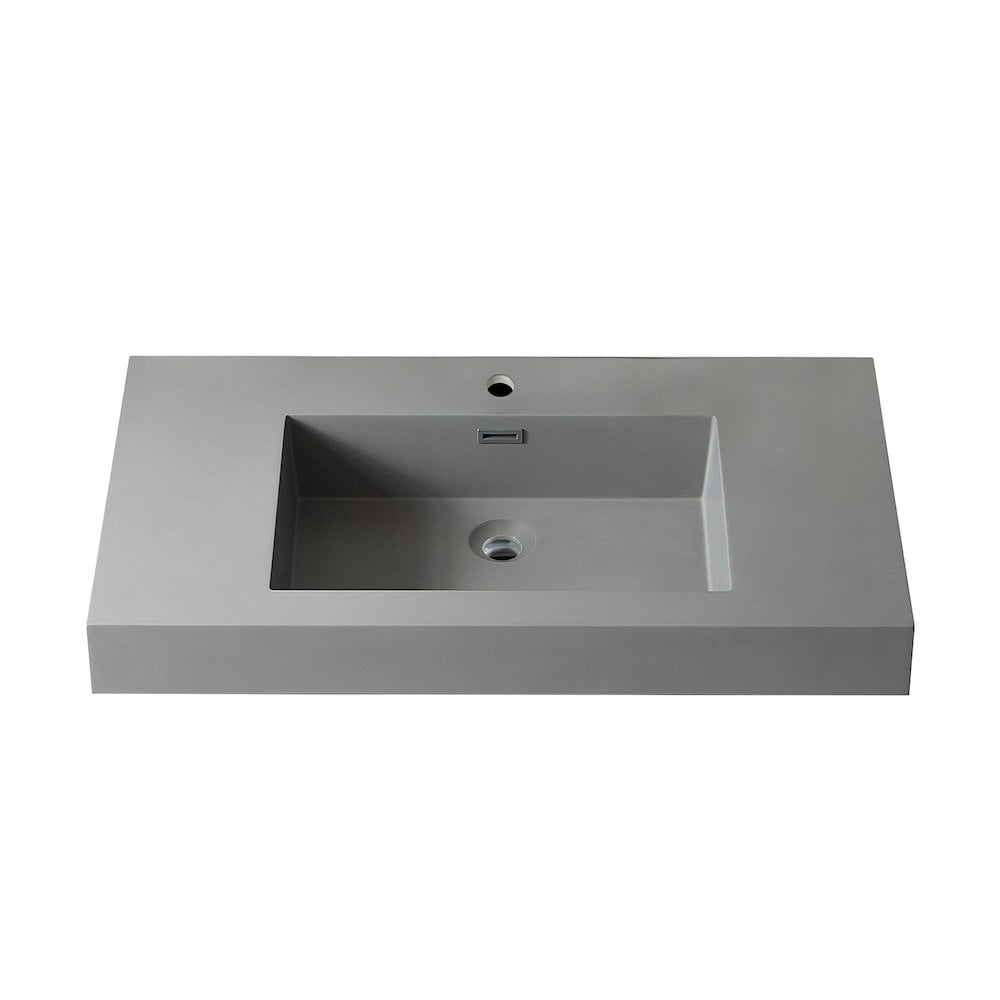 Ablitas Gray Composite Stone Rectangular Bathroom Vanity Sink