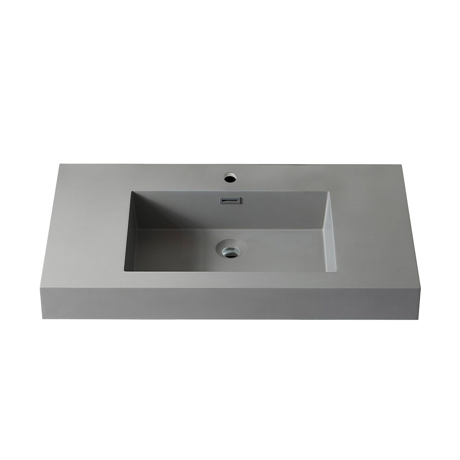 Ablitas Gray Composite Stone Rectangular Bathroom Vanity Sink