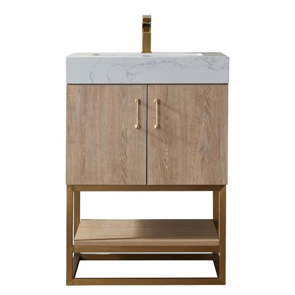 Alistair 24" Oak Vanity with White Stone Top