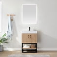 thumbnail image 1 of Vinnova Alistair 24" White Stone Top Oak Single Vanity Black Frame with Mirror, 1 of 16