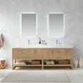 thumbnail image 1 of Vinnova Alistair 84" White Stone Top Oak Double Vanity Gold Frame w/o Mirror, 1 of 16