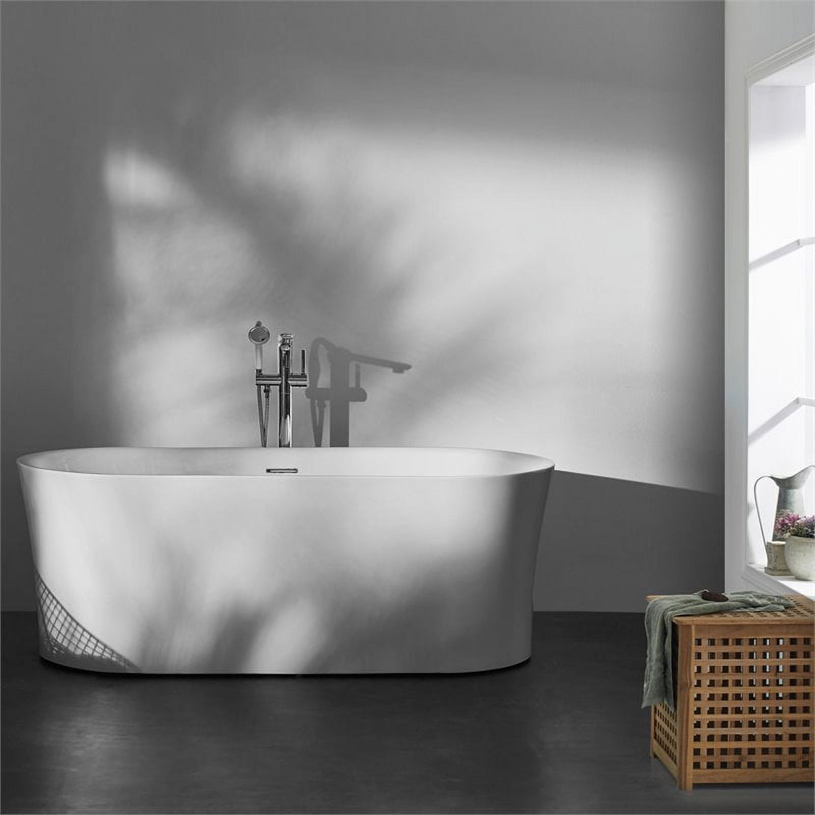Aubrey 67'' White Freestanding Acrylic Soaking Bathtub