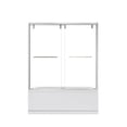 thumbnail image 1 of Vinnova Brescia 60" W x 58" H Double Sliding Framed Glass Tub Door in Brushed Nickel, 1 of 13