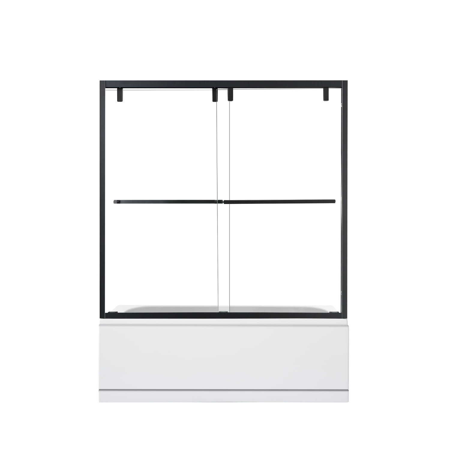 60" Matte Black Double Sliding Framed Glass Tub Door
