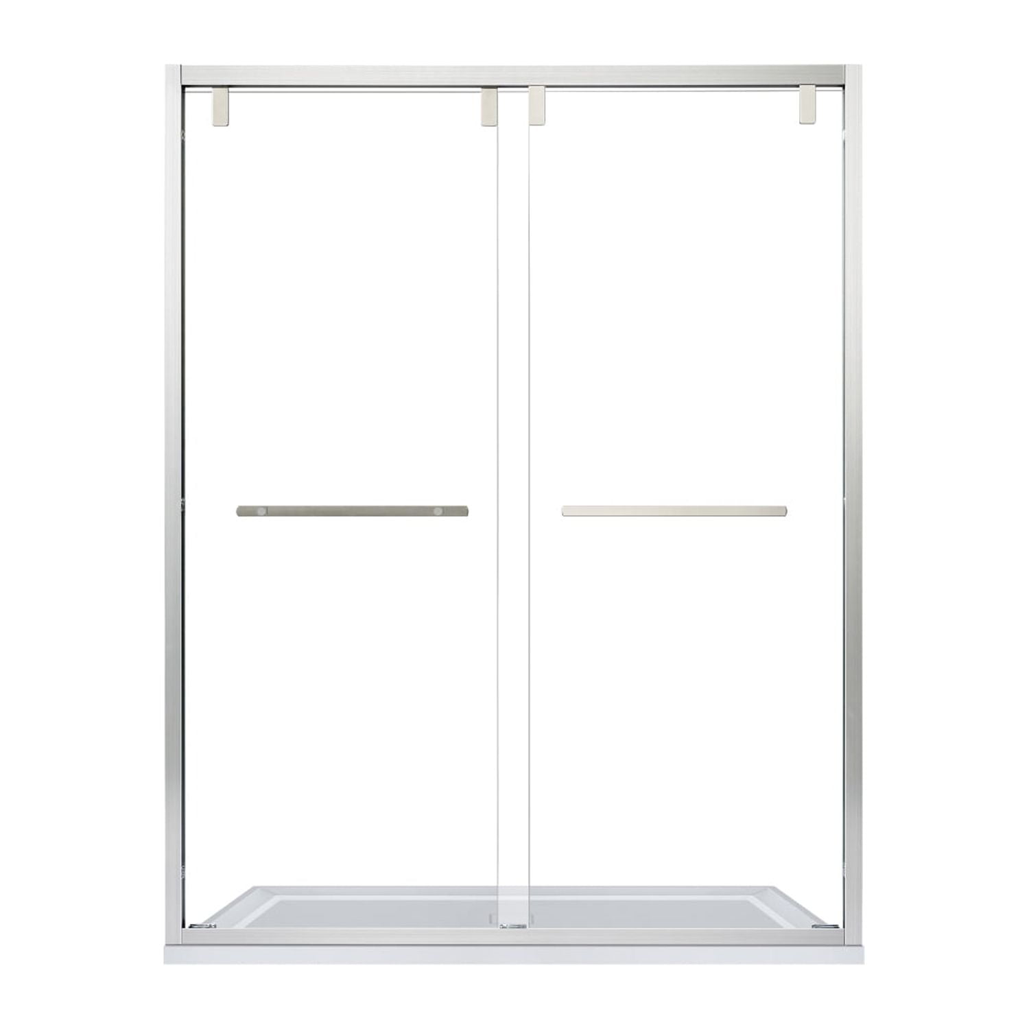 60" W x 76" H Brushed Nickel Double Sliding Glass Shower Door