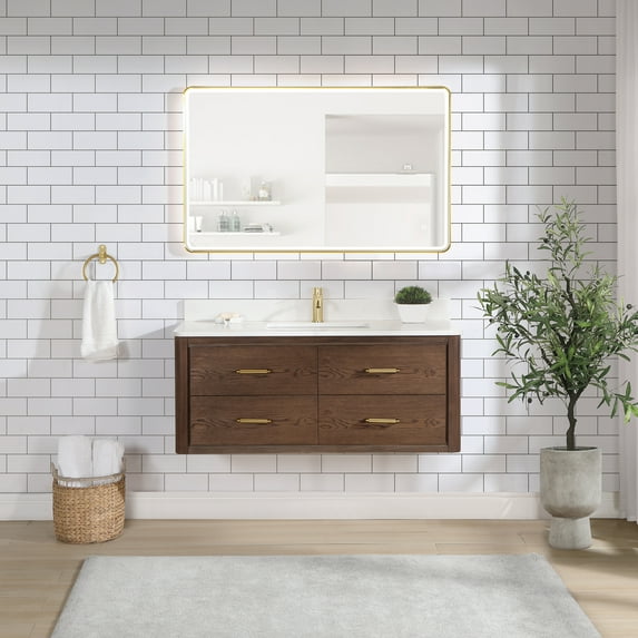 Vinnova Cristo 48" Wood Single Bath Vanity with Mirror in Aged Dark Brown