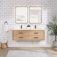 thumbnail image 1 of Vinnova Cristo 60" Wood Double Bath Vanity with Mirror in Brown/Fish Maw White, 1 of 15