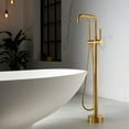 thumbnail image 1 of Vinnova Delara Freestanding Bathroom Chrome Tub Faucet with Hand Shower in Brushed Gold, 1 of 5