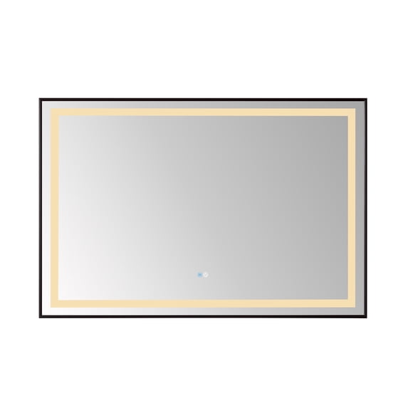 Vinnova Design 36" Rectangular Aluminum Framed LED Wall Mount Bathroom Vanity Mirror in Black