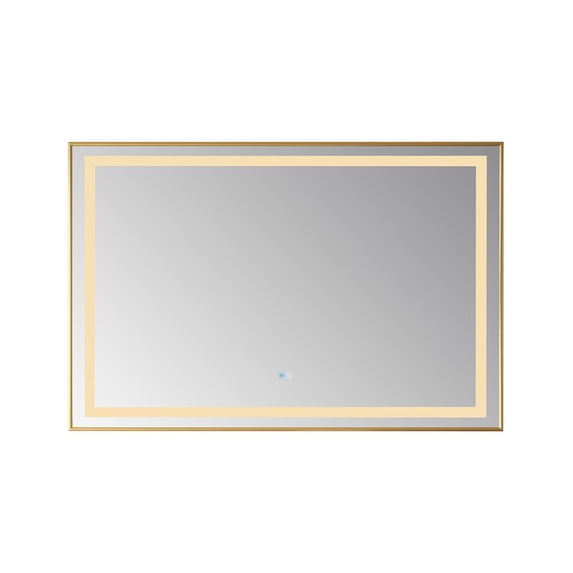 Vinnova Teruel 36" Rectangle Gold Aluminum Framed LED Wall Mount Bathroom Vanity Mirror