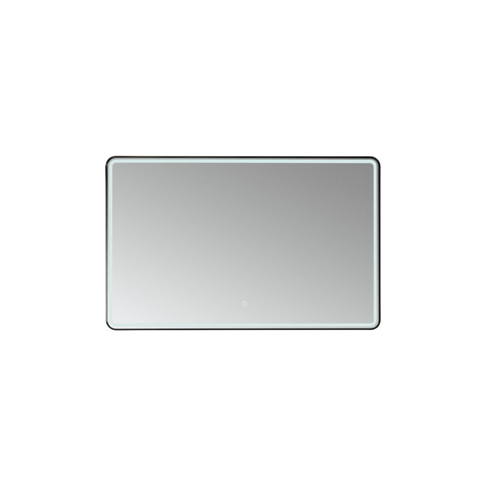 Vinnova Piceno 48" Rectangle LED Wall Mount Bathroom Vanity Mirror Black Frame