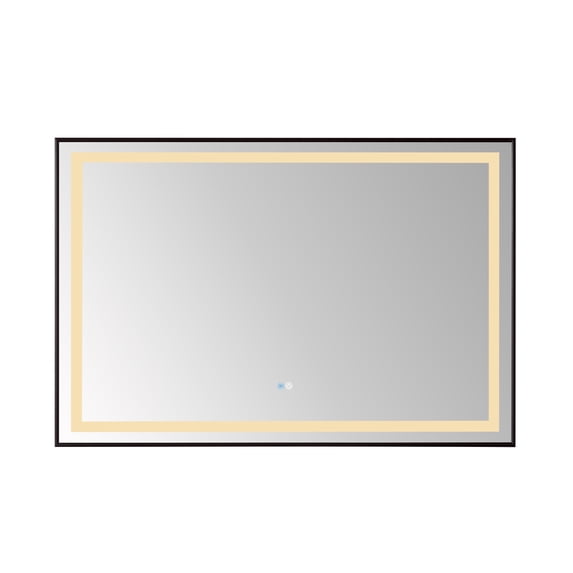 Vinnova Teruel 48" Rectangle Black Framed LED Wall Mount Bathroom Vanity Mirror