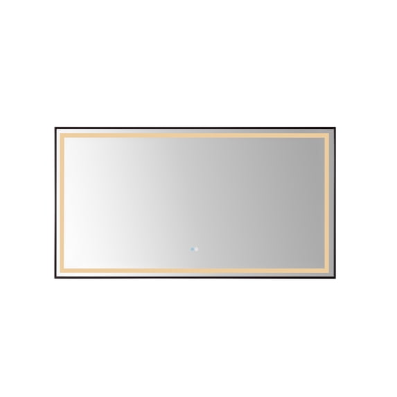 Vinnova Teruel 60" Rectangle Black Framed LED Wall Mount Bathroom Vanity Mirror