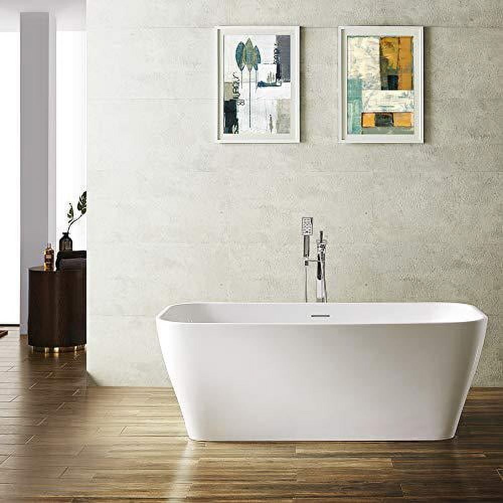 Augustine 59.1'' White Acrylic Freestanding Soaking Bathtub