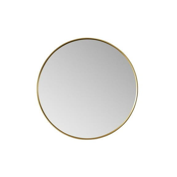 Vinnova Design Cascante 32 in. W x 32 in. H Round Metal Wall Mirror in Brushed Gold