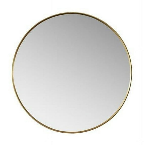 Vinnova 803336-MIR-BG 35.4 x 35.4 in. Cascante Round Metal Wall Mirror, Brushed Gold