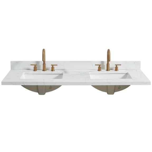 Jaen 61"W x 22"D Composite Stone Vanity Top in Grain White with Ceramic Sink