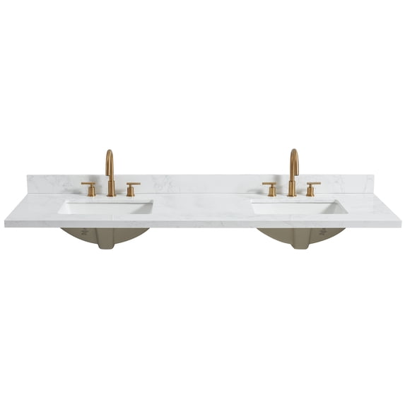 Jaen 73"W x 22"D Composite Stone Vanity Top in Grain White with Ceramic Sink