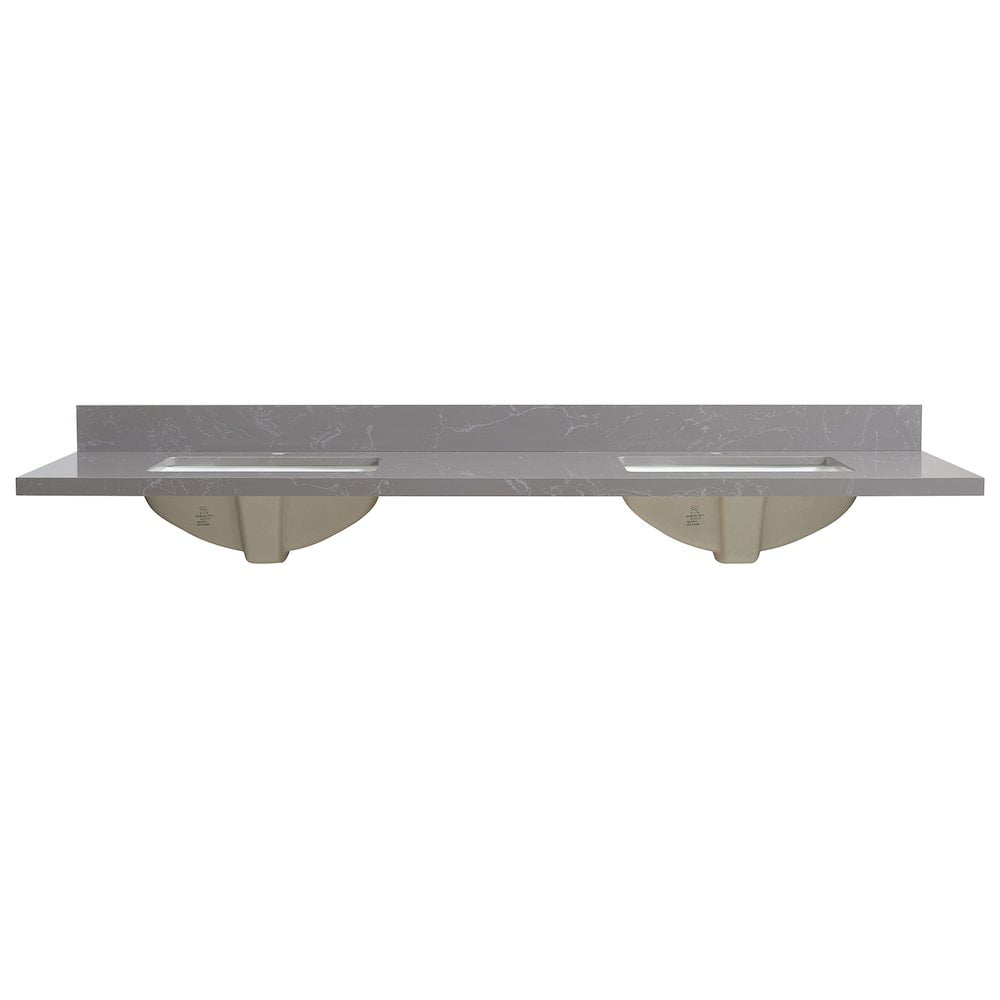 Malaga 73'' Gray Stone Double Bathroom Vanity Top with Sink