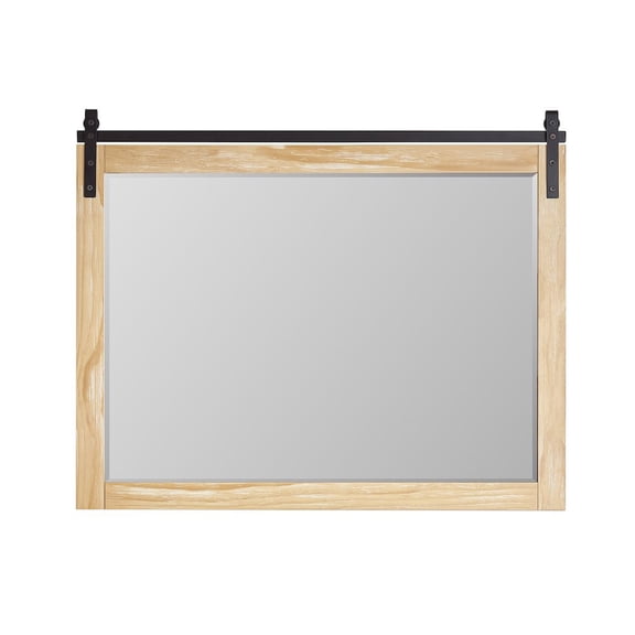 Vinnova Design Cortes 48" Rectangular Bathroom Vanity Barndoor Wall Mount Mirror in Pine