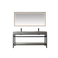 thumbnail image 1 of Funes 72" Double Sink Bathroom Vanity in Matte Black Frame Gray Top w/ Mirror, 1 of 7