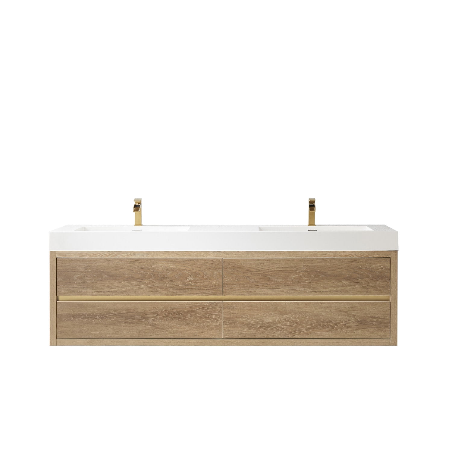 Palencia 72" Double Sink Wall-Mount Floating Wood Bathroom Vanity No Mirror