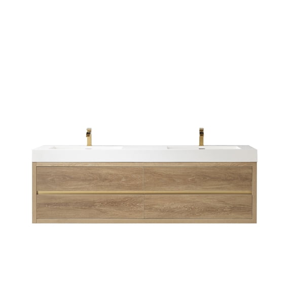 Palencia 72" Double Sink Wall-Mount Floating Wood Bathroom Vanity No Mirror