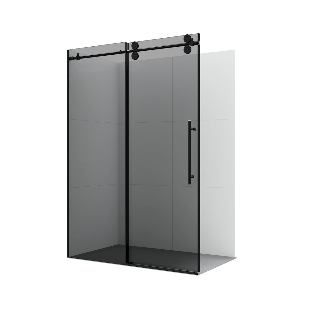 Echarri 48" W x 78" H Matte Black Frameless Sliding Shower Door