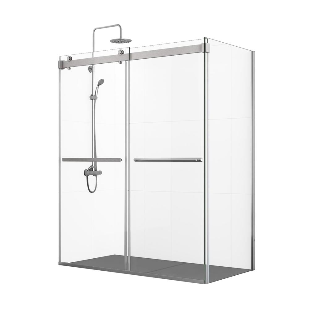 Spezia 60" x 76" Frameless Nickel Shower Enclosure with Sliding Doors