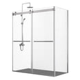 thumbnail image 1 of Vinnova Spezia 60" W x 76" H Double Sliding Frameless Glass Shower Enclosure Nickel, 1 of 14