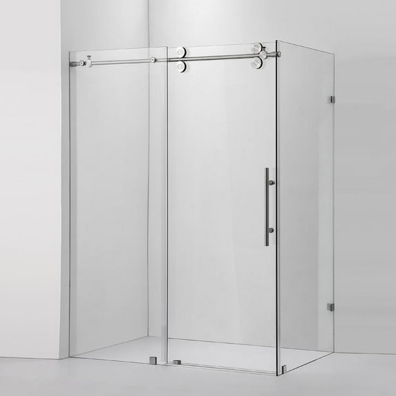 Vinnova Design Rectangle Single Sliding Frameless Shower Enclosure in Brushed Nickel