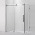 thumbnail image 1 of Vinnova Villena 52" W x 78" H Single Sliding Frameless Glass Shower Enclosure Nickel, 1 of 13