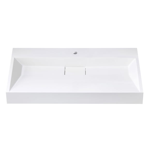 Vera 35.4 in. Rectangular White Composite Granite Stone Console Bathroom Sink