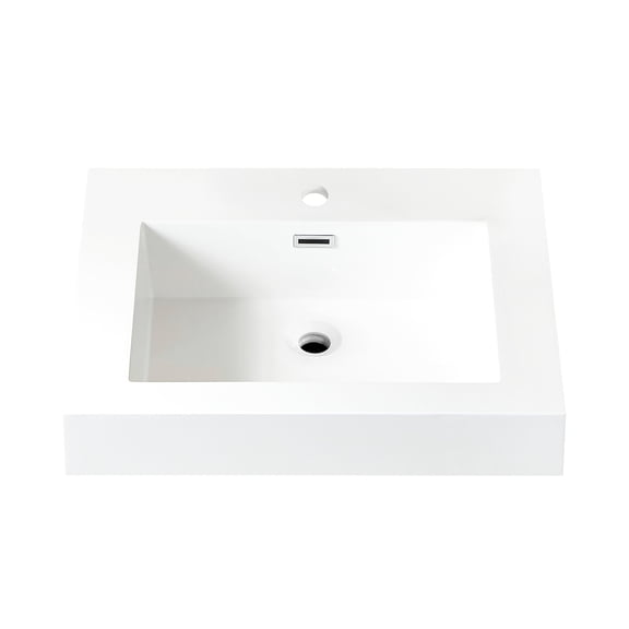 Ablitas 24 in. Rectangular White Composite Granite Stone Console Bathroom Sink