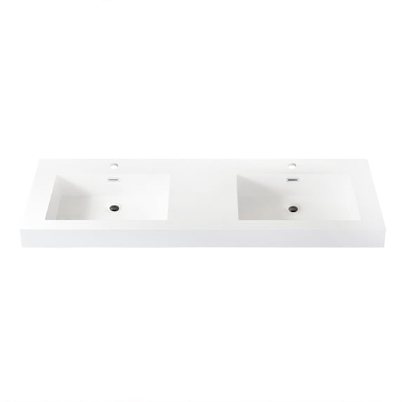Ablitas 59.8 in. Rectangular White Composite Granite Stone Console Bathroom Sink