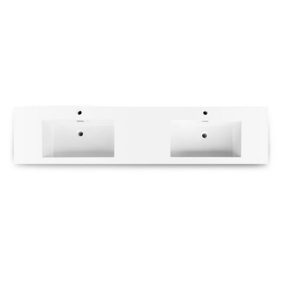 Vinnova Design Rectangular White Finish Composite Granite Stone Console Bathroom Vanity Sink