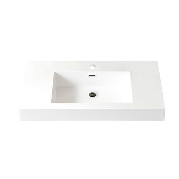 Ablitas 35.8 in. Rectangular White Composite Granite Stone Console Bathroom Sink