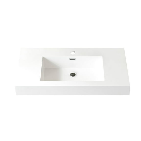 Vinnova Design Rectangular White Finish Composite Granite Stonec Console Bathroom Vanity Sink
