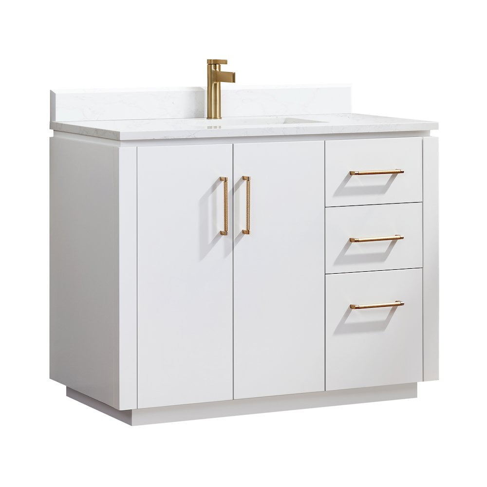 San 42'' White Composite Stone Top Single Bathroom Vanity