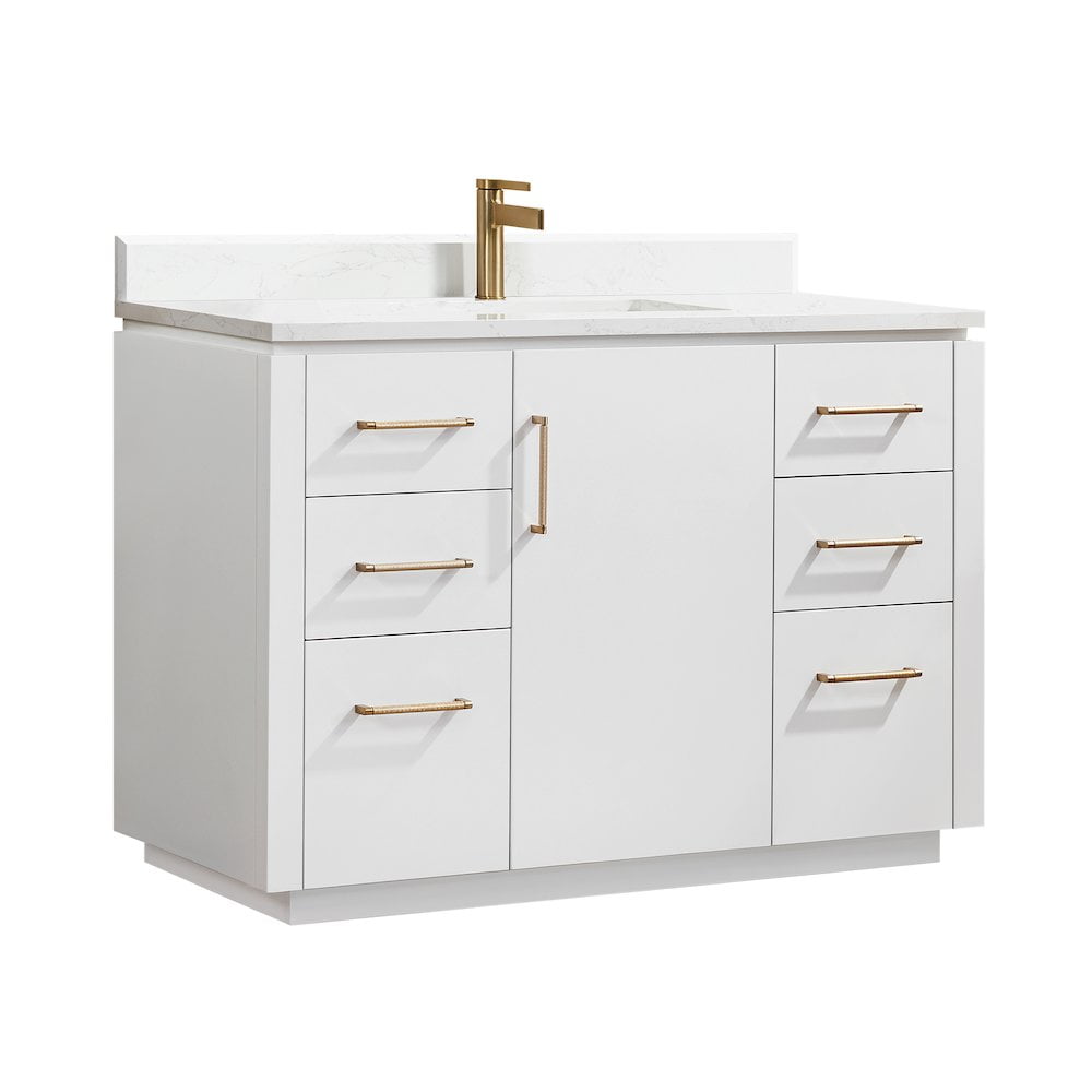 San 48'' White and Gold Single Bathroom Vanity