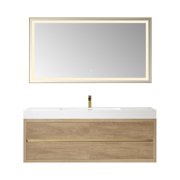 Palencia 60" Single Sink Wall-Mount Floating Wood Bathroom Vanity With Mirror