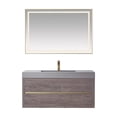 thumbnail image 1 of Palencia 48" Single Sink Wall-Mount Floating Dark Oak Bathroom Vanity w/ Mirror, 1 of 7