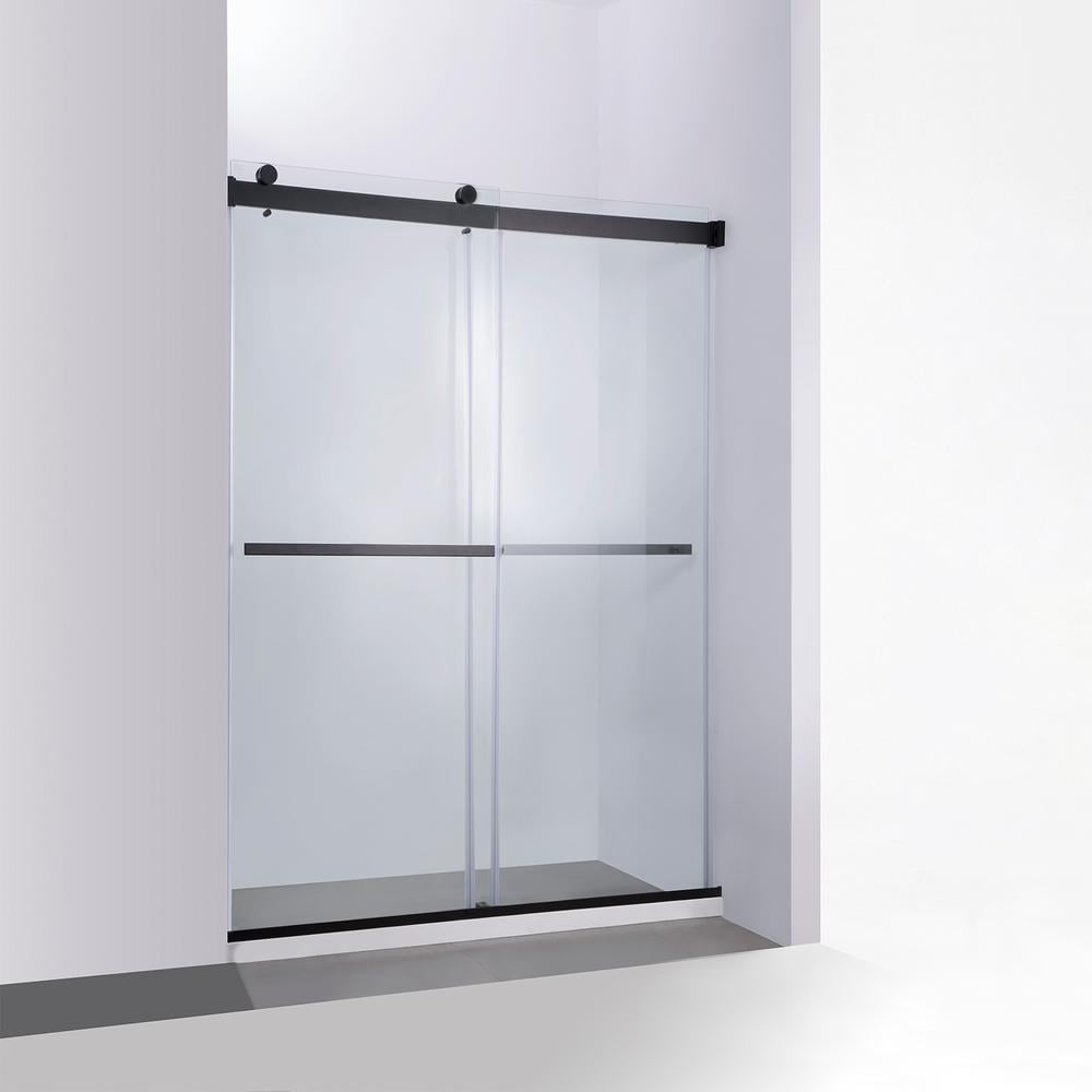 Spezia 56" Matte Black Frameless Glass Shower Door