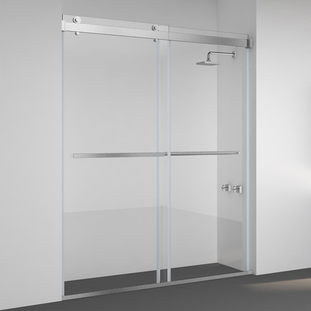 Spezia 60" x 76" Frameless Sliding Shower Door in Brushed Nickel