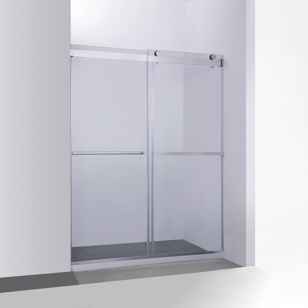 Spezia 64" x 76" Frameless Double Sliding Shower Door in Chrome