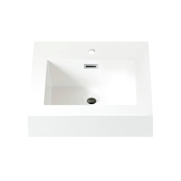 Ablitas 17.7 in. Square White Composite Granite Stone Console Bathroom Sink